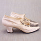 Edwardian White Silk Bar Shoes w Silver Beading UK 6