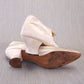 Edwardian White Silk Bar Shoes w Silver Beading UK 6