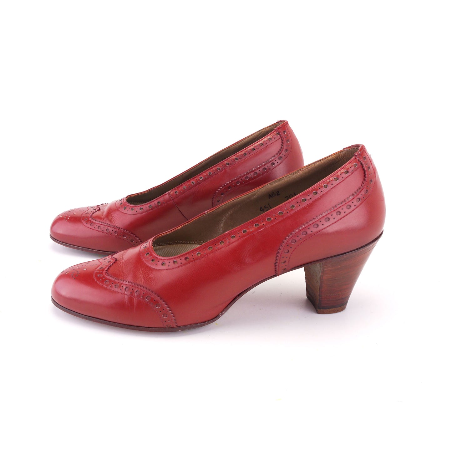 1950s Tomato Red Brogued Pumps by Waukeezi UK 6.5
