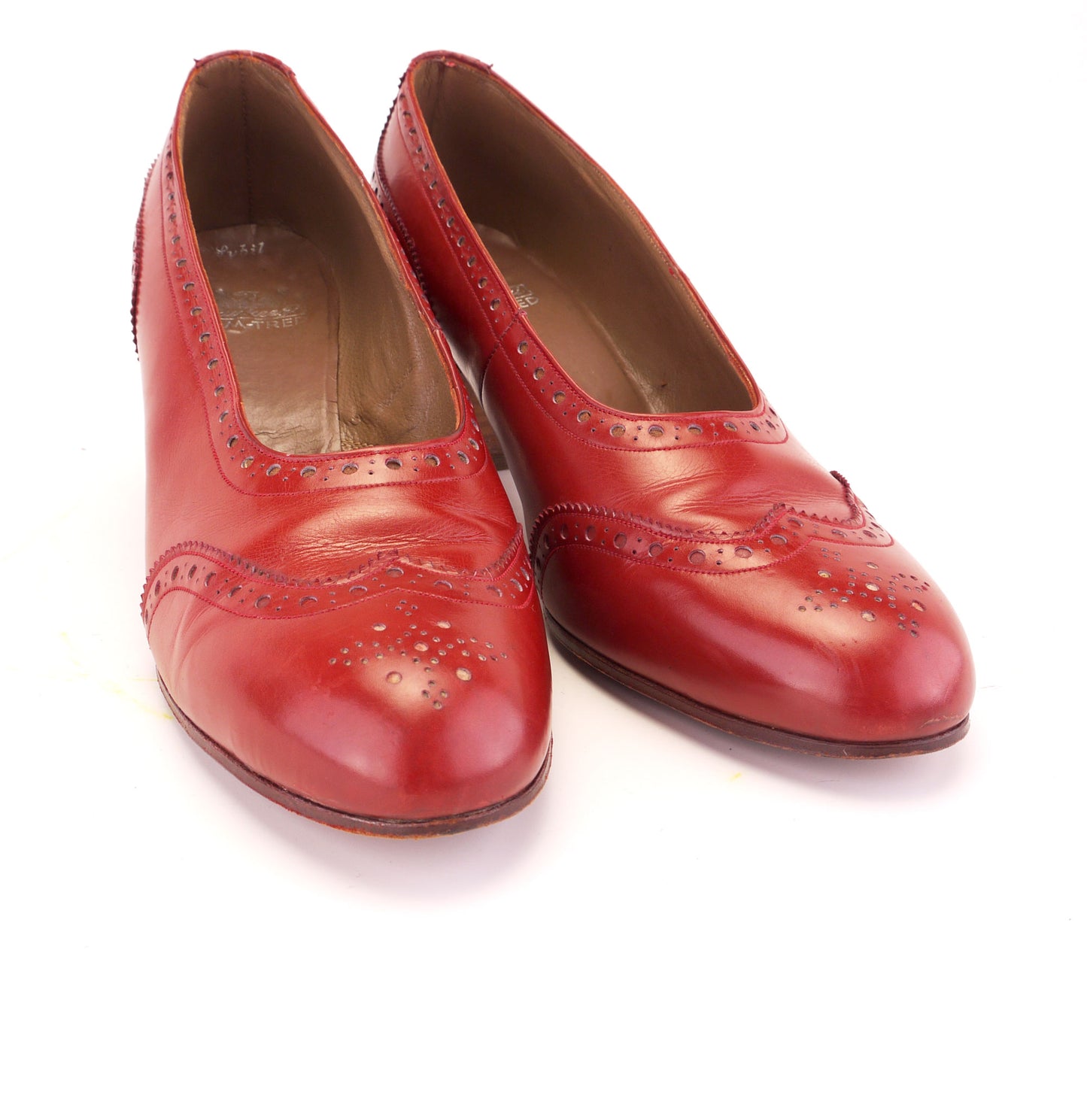 1950s Tomato Red Brogued Pumps by Waukeezi UK 6.5