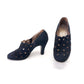 1930s Navy Suede Pumps with Large Perforations UK 3