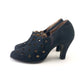 1930s Navy Suede Pumps with Large Perforations UK 3