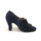 1930s Navy Suede Pumps with Large Perforations UK 3