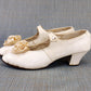 White Kid Victorian Wedding Shoes with Rosette c1900 UK 4