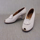 White Perforated Peep Toe Pumps UK 3.5