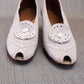 White Perforated Peep Toe Pumps UK 3.5