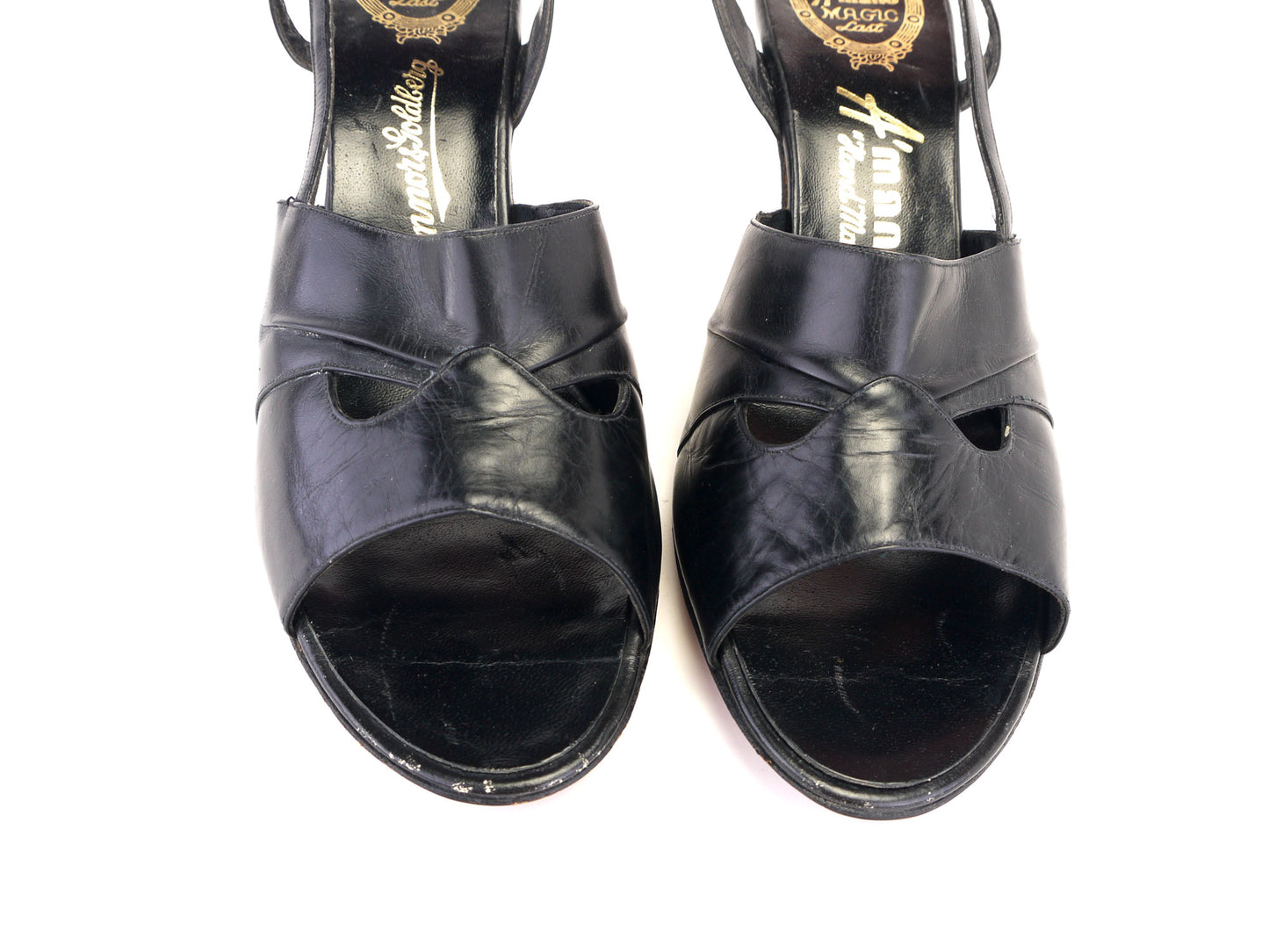 1950s Black 'Mask' Sandals by Amano UNWORN UK 8.5