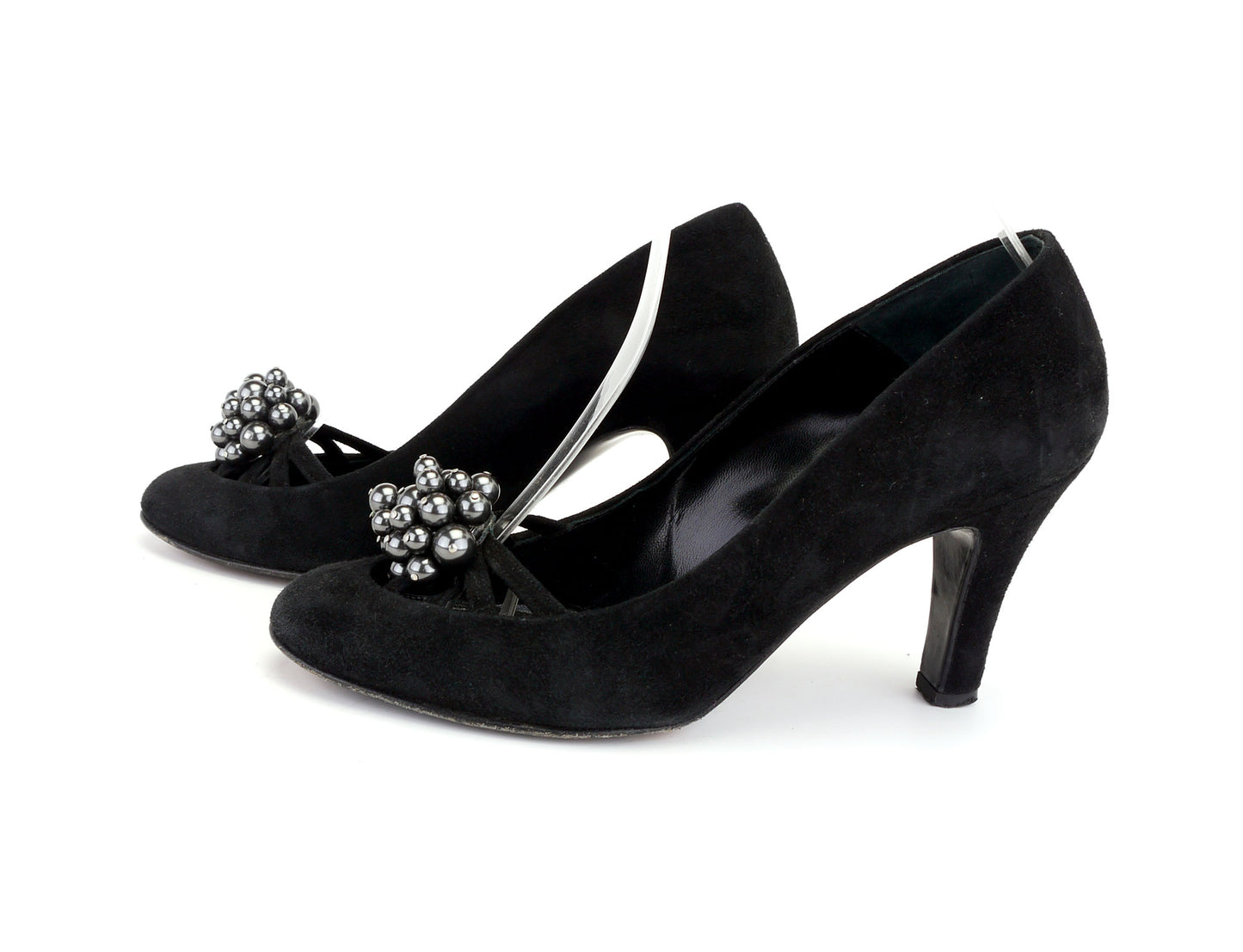 Bally Black Suede 50s Style Pumps w Cherries UK 4