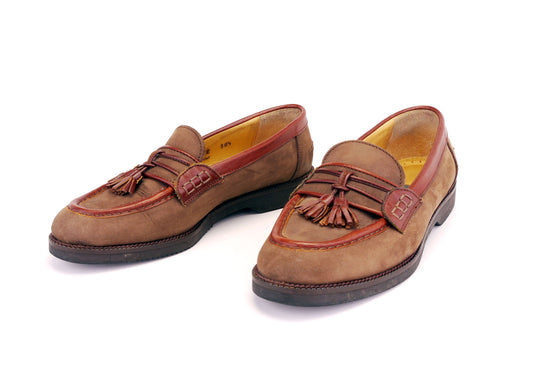 Brown Nubuck & Leather Tassell Loafers by Bally UK 5.5