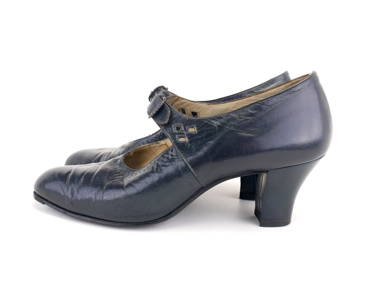 1940s Clarks Navy Blue Bar Shoes UK 4