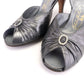 Delman Pewter Metallic 1950s Slingback Sandals UK 5.5