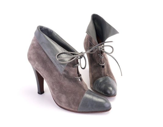 1970s Grey Collared Ankle boots by Dover UK 5