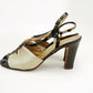 1970s Patent Brown and Oyster Sandals UK 6