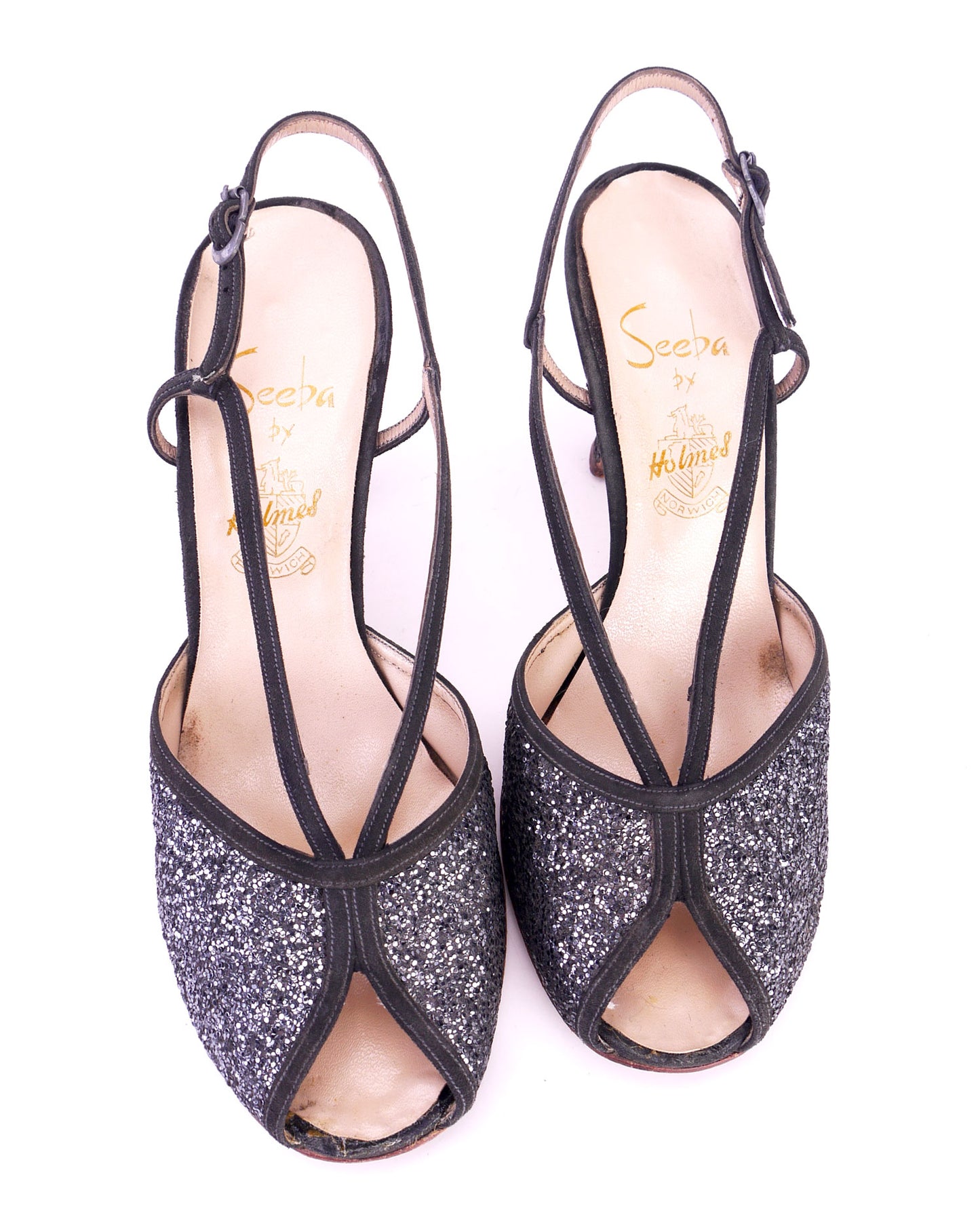1950s Holmes Glitter Evening Sandals UK 3