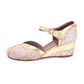 Incredible 1940s Wedge Gold Brocade Sandals Shoes UK 6.5