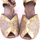 Incredible 1940s Wedge Gold Brocade Sandals Shoes UK 6.5