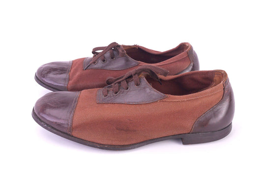1900s - 1930s Mens Leather & Canvas Sports Running Shoes UK 6