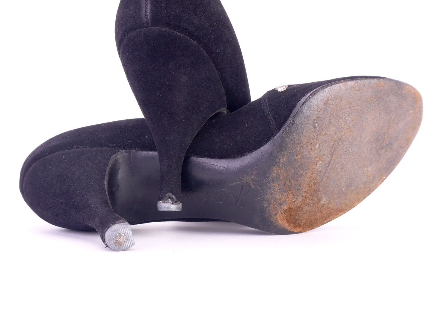1950s Black Suede Cocktail Heels Shoes by Hutchings UK 3.5 - 4