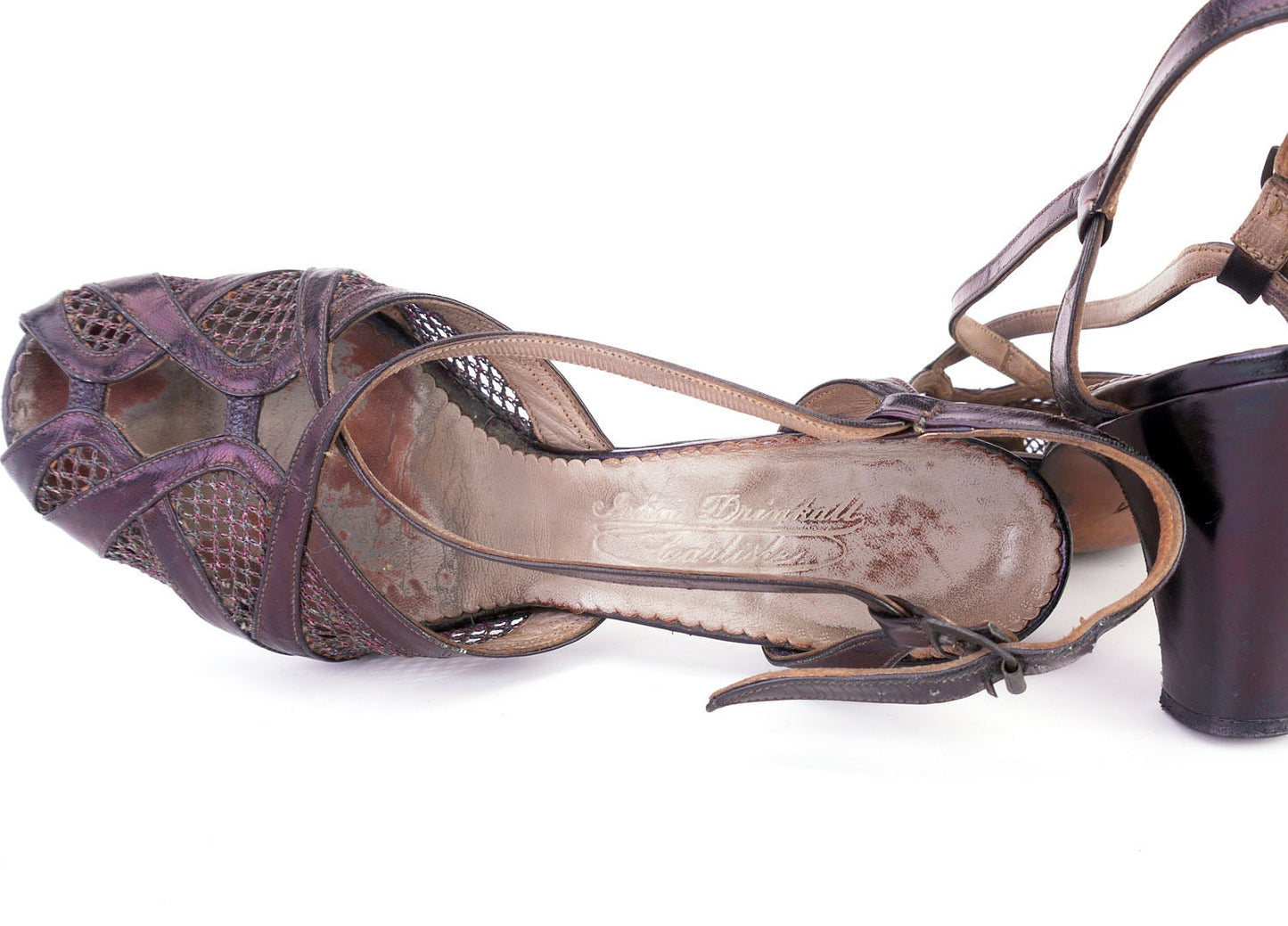 1950s Metallic Purple Strappy Evening Sandals UK 4