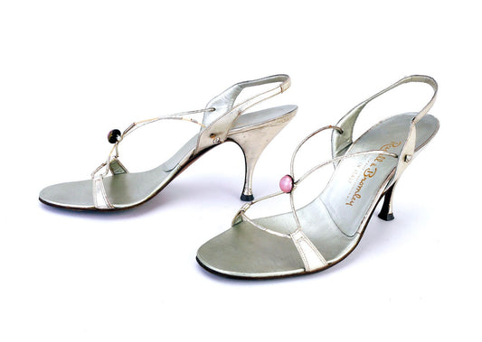 Cute 1960s Barefoot Silver Sandals by Russell & Bromley UK 3