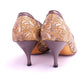 Medway 1960s Beige and Bronze Lace Court Shoes Pumps UK 4