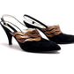 Pollini Black Suede Slingback Shoes w Snakeskin Trim UK 5