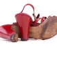 John Lewis 1950s Dark Red Strappy Sandals UK 6.5