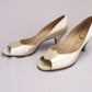 1950s White Satin Peep Toes by Miss Rayne UK 5