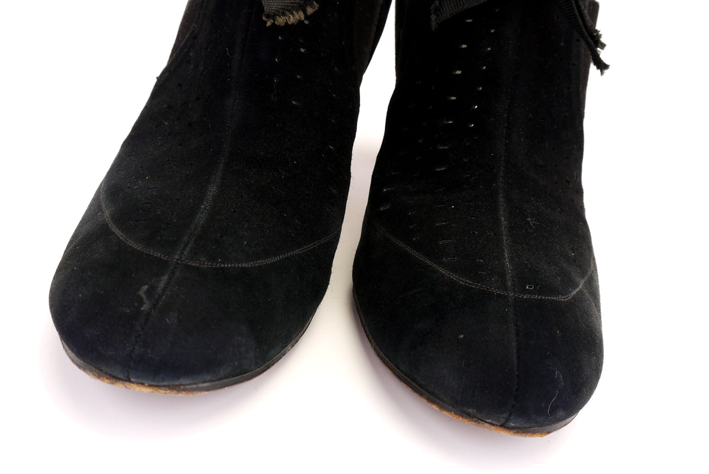 1930s Black Suede Perforated Pumps by Naturaliser UK 5.5
