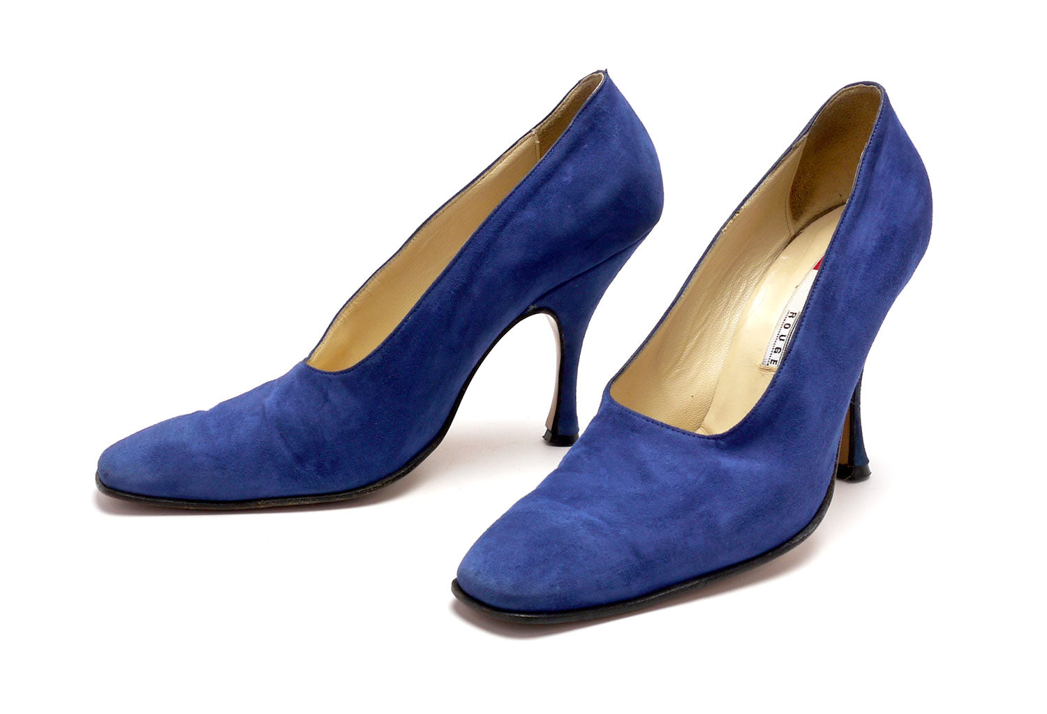 Blue store velvet pumps