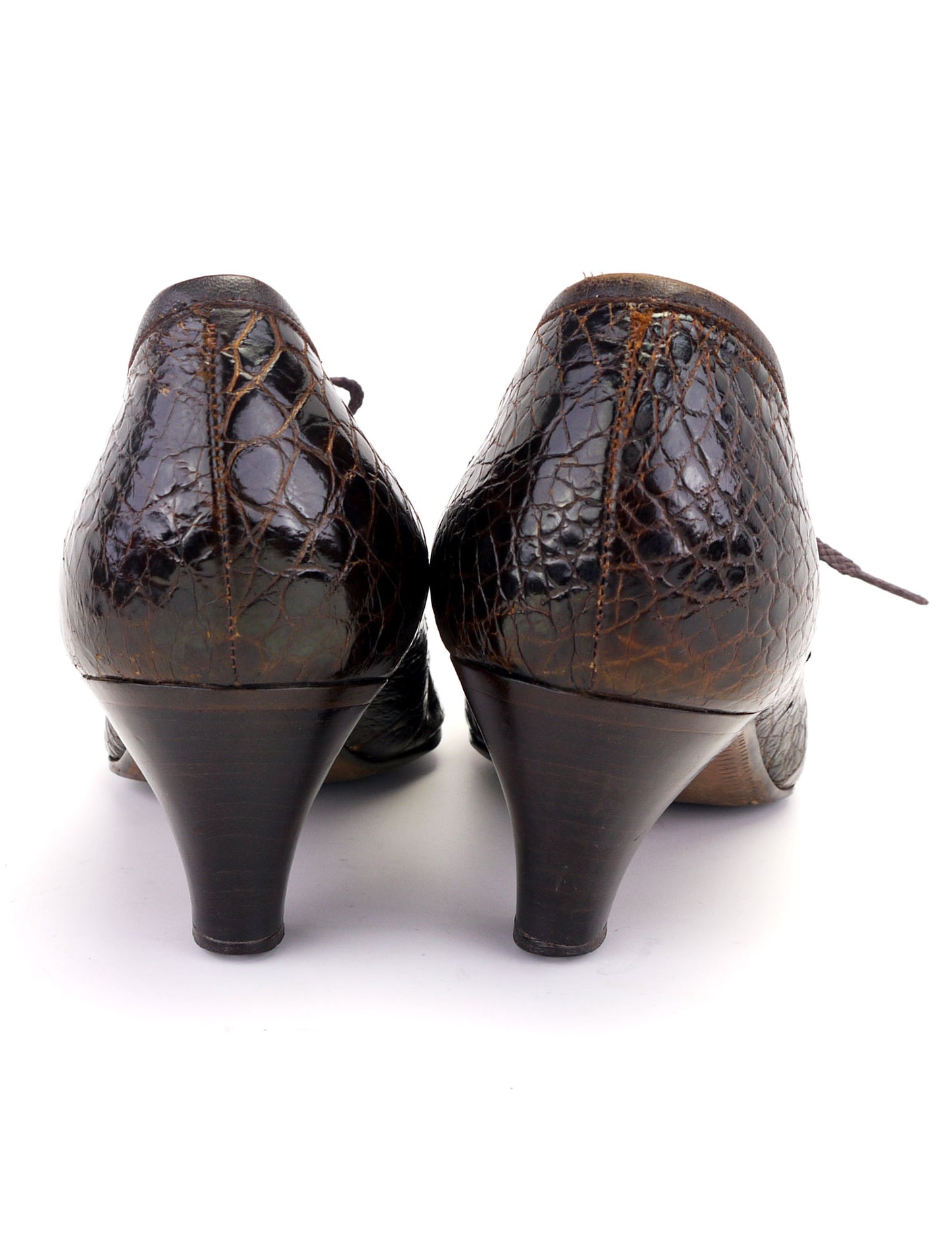 1950s Russell & Bromley Brown Croc Casual Lace Ups UK 4