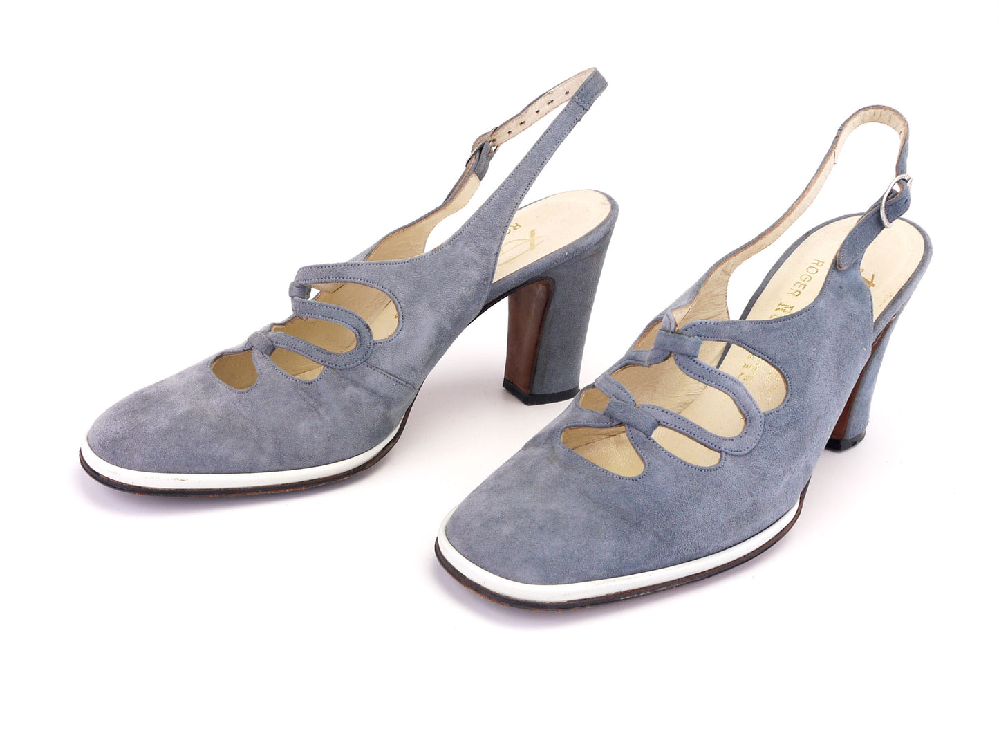 Gorgeous 1970s Grey Suede Slingbacks by Renata UK 3.5