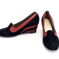 Red & Black Early 1940s Wedge Shoes by Sperope UK 4.5