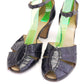 Black Ankle Strap Sandals by Stylo c1949 UK 6.5