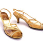 1950s Clear Vinyl & Gold Evening Sandals by Troylings UK 4.5