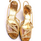 1950s Clear Vinyl & Gold Evening Sandals by Troylings UK 4.5