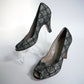 1950s Lace and Glitter Peep Toe Pumps Shoes by Van Dal UK 3.5