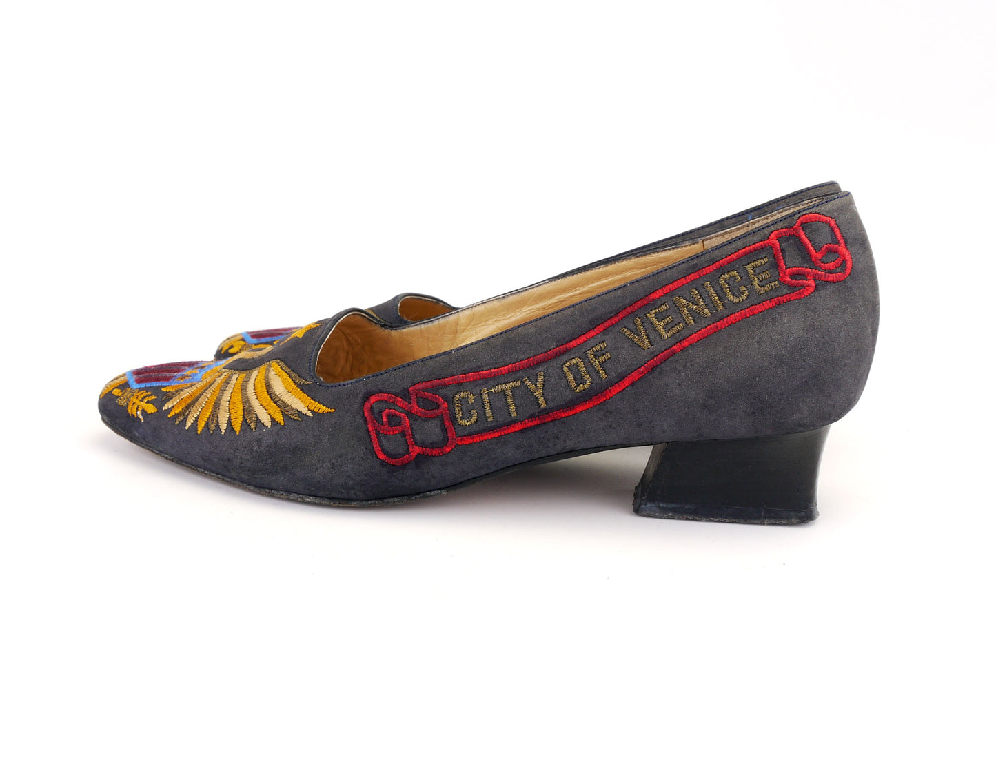 80s Embroidered City of Venice Flat Pumps UK 3